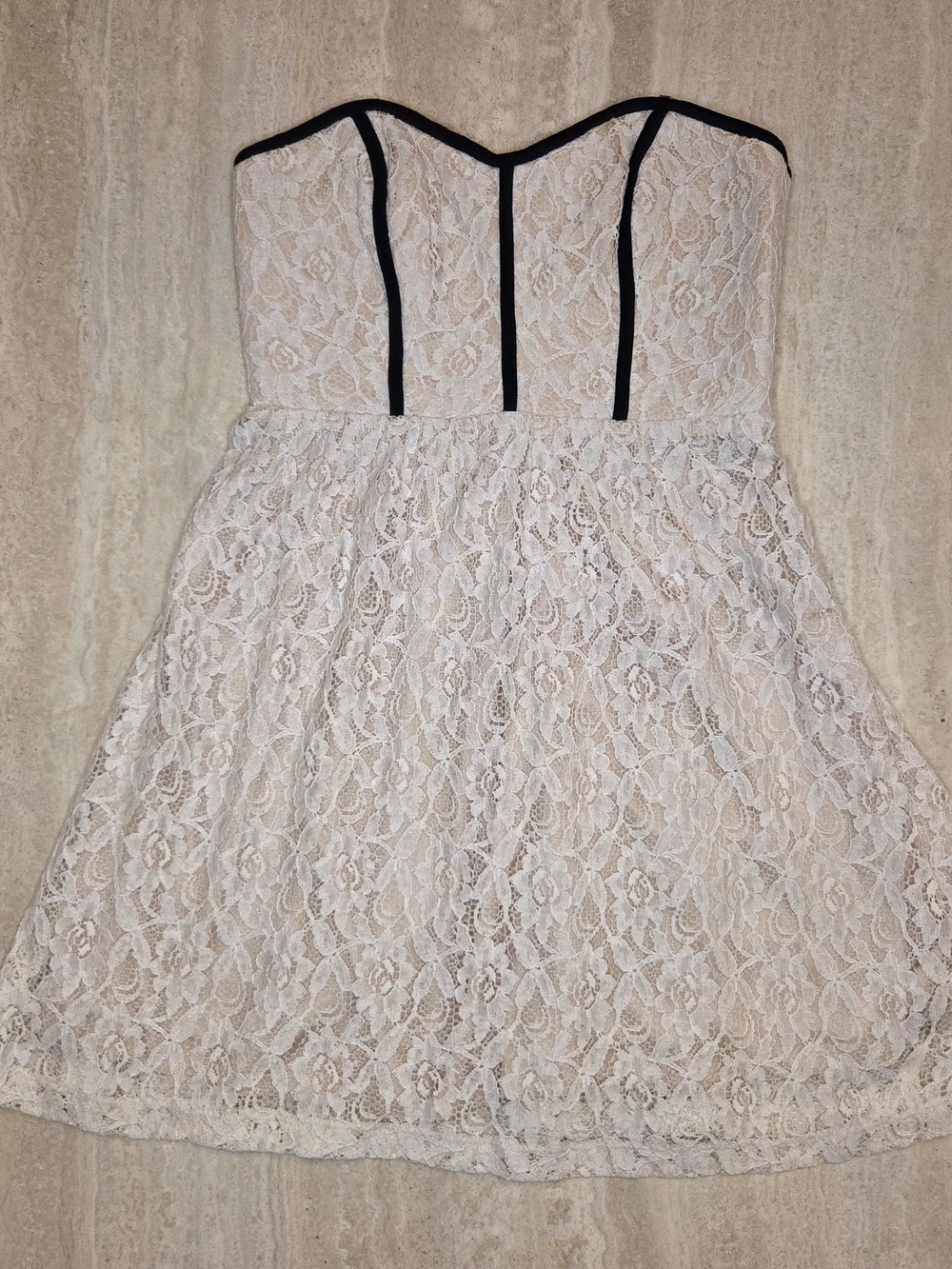 Speechless Strapless Floral Lace Mini Dress Pink & Black Size Medium